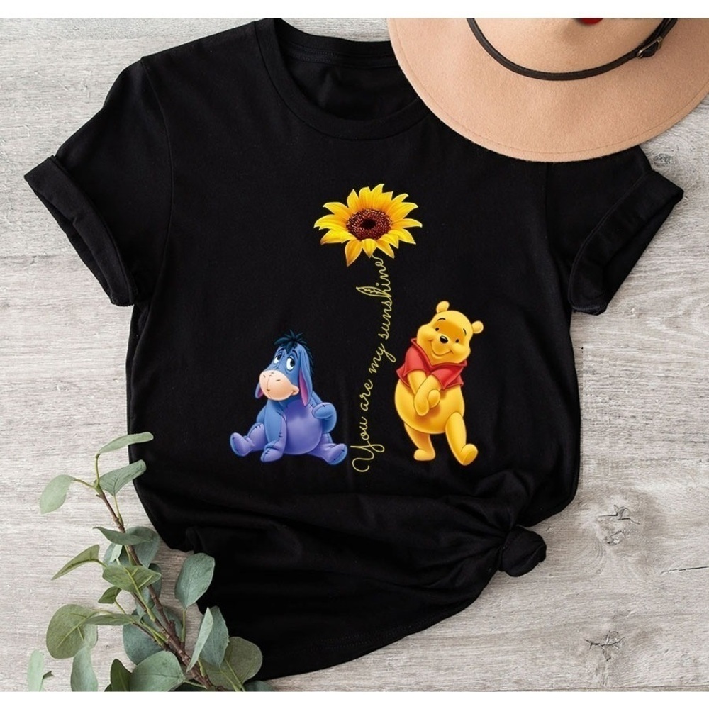 Pooh And Eeyore T-Shirt Sunflower You Are My Sunshine Cartoon Fan Graphic